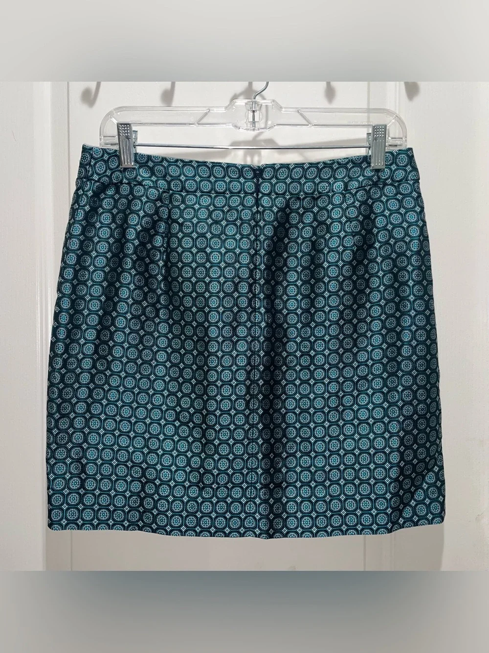 NWT J.Crew Collection Silk Jacquard Teal Geometric Mini Skirt Sz 6 Cocktail Rave